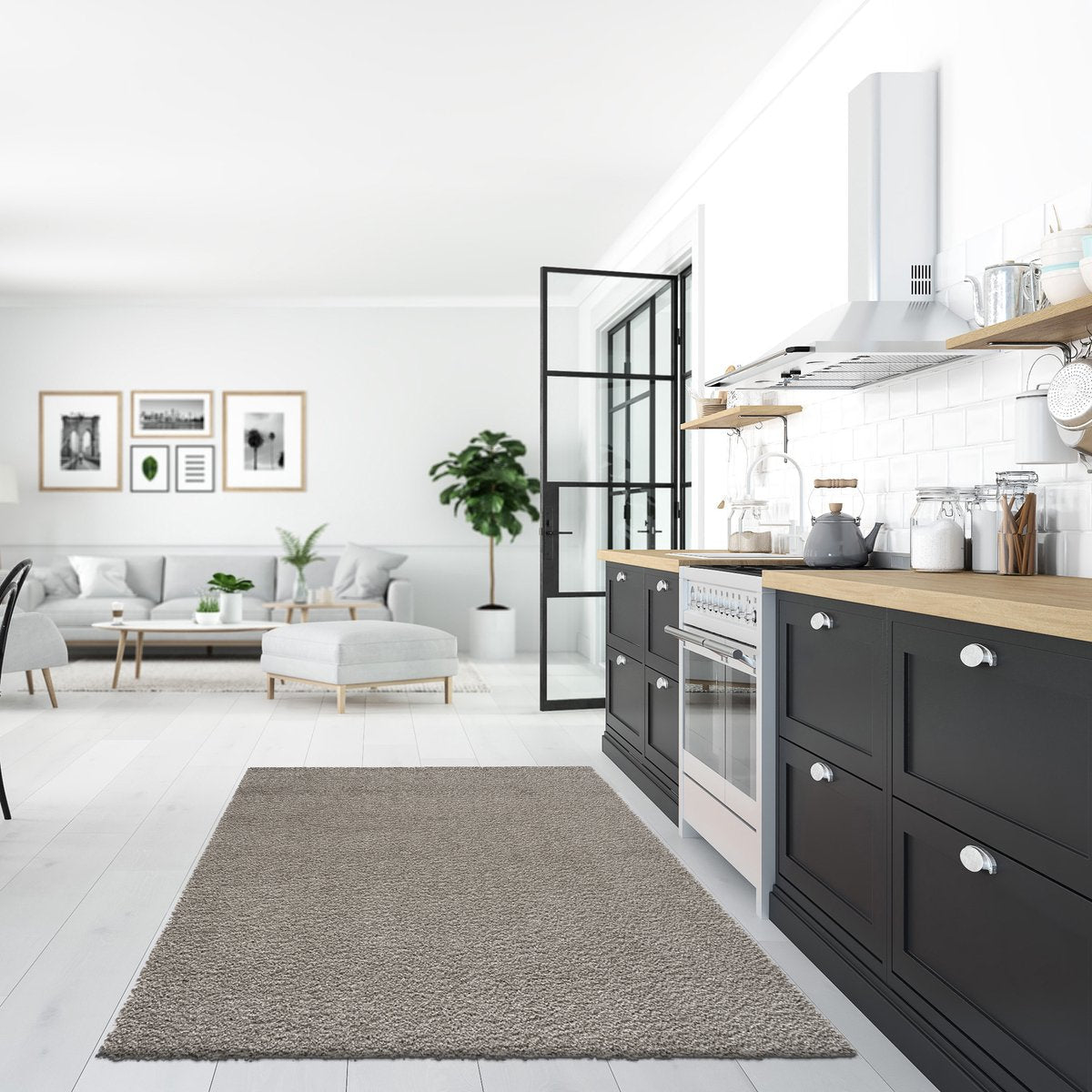 Loca Shaggy Rug Light Grey - 120x170 CM - High Pile Rug - Living Room, Bedroom Carpet