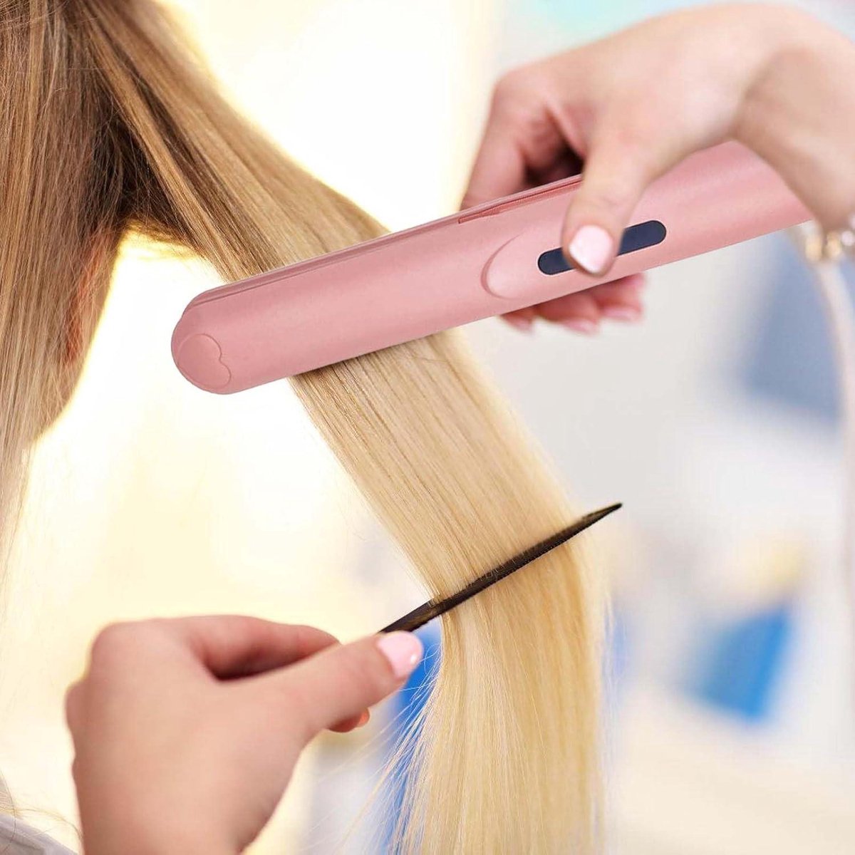 Hair straightener 2-in-1 mini hair straightener cordless ceramic USB - for hair