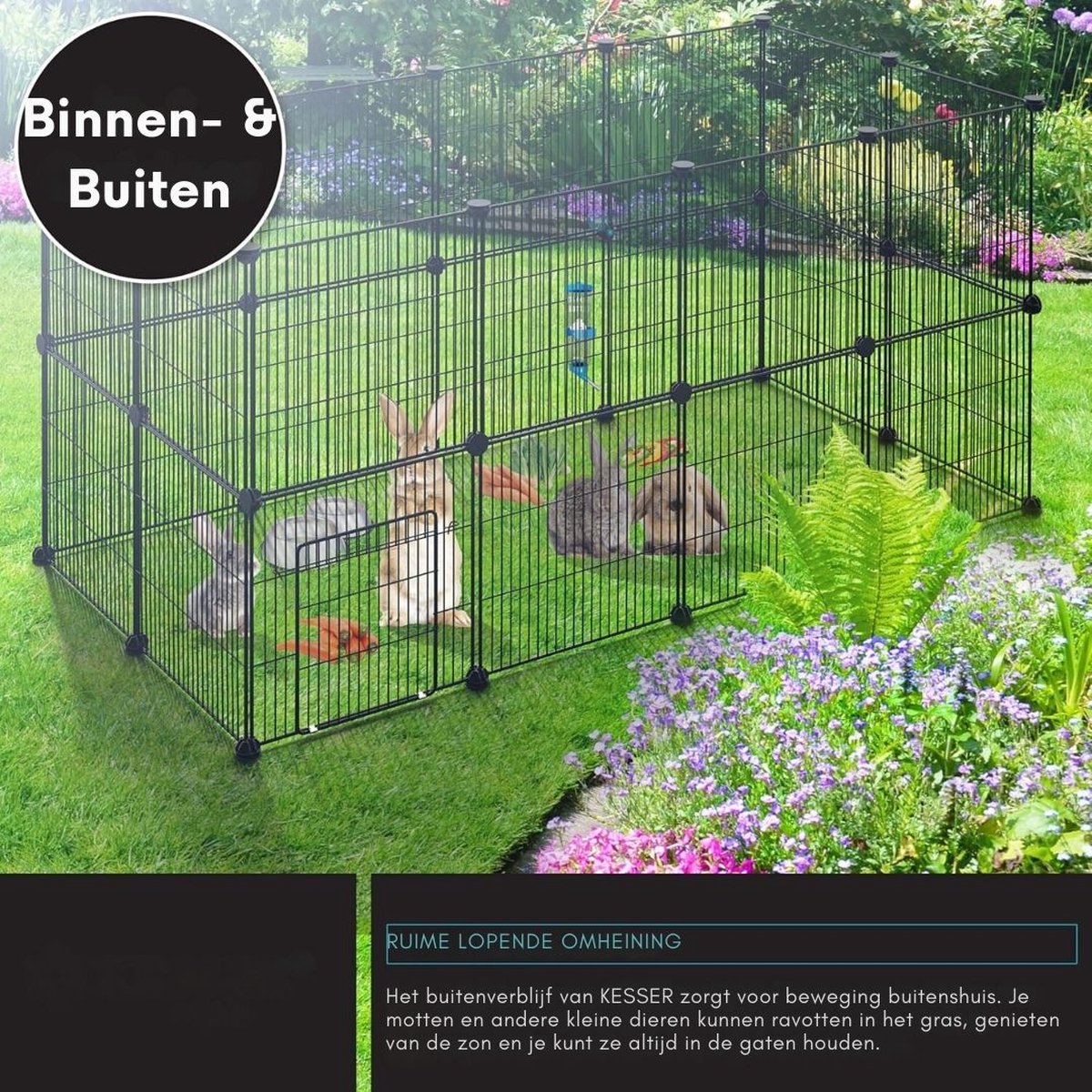 Konijnenhok Binnen - Konijnenhok - Konijnenren - Konijnenkooi – Dierenhuis – Konijnen Kooi – Dierenverblijf - Kattenbench - Kattenren Buiten en Binnen - Kattenkooi - 144 x 72 x 36 cm