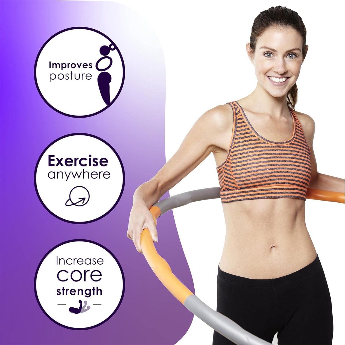 Thuis oefenen met verzwaarde hoelahoeps voor volwassenen – Fitnessapparatuur voor gewichtsverlies en krachttraining
