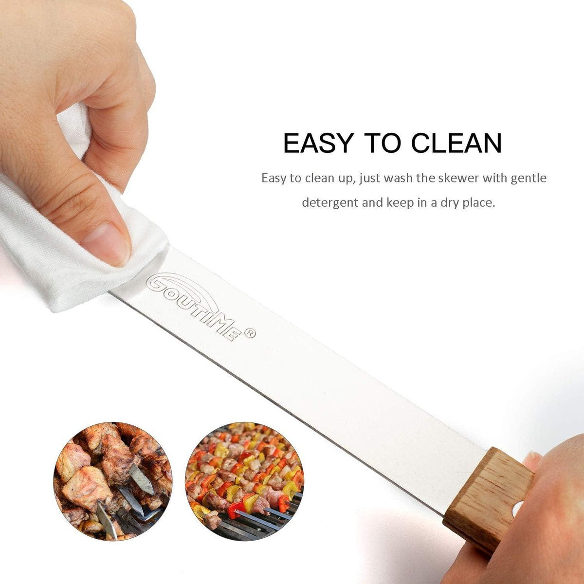 Adana spiesen kabobs shish kebab - grillen metalen roestvrijstalen BBQ spiesen - kebab spiesen brede set zak (60cm lang 2,5cm breed)