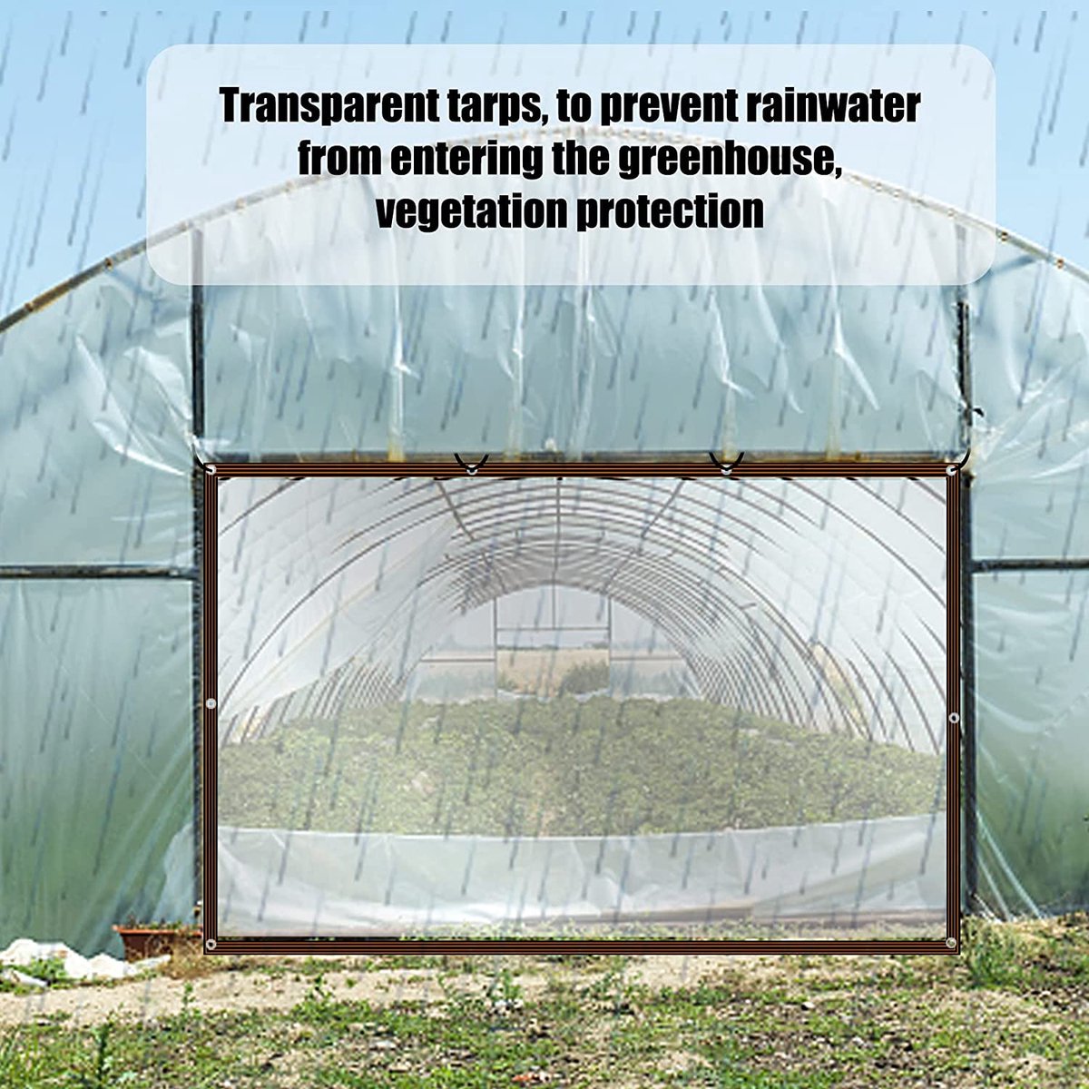 Tarpaulin, protective cover, waterproof transparent tarpaulin with eyelets and rope, washable, multifunctional tarpaulin, black waterproof rope, for covering garden furniture, 2 m x 3 m