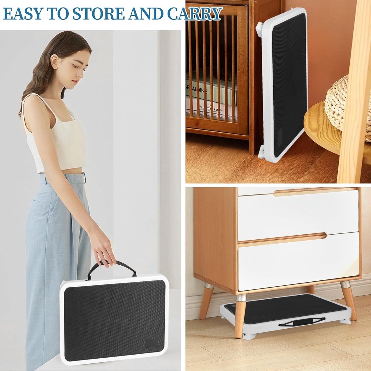 Step stool 3-step height adjustable - anti-slip platform - foldable - office kitchen bedroom - 25 x 38 cm - white