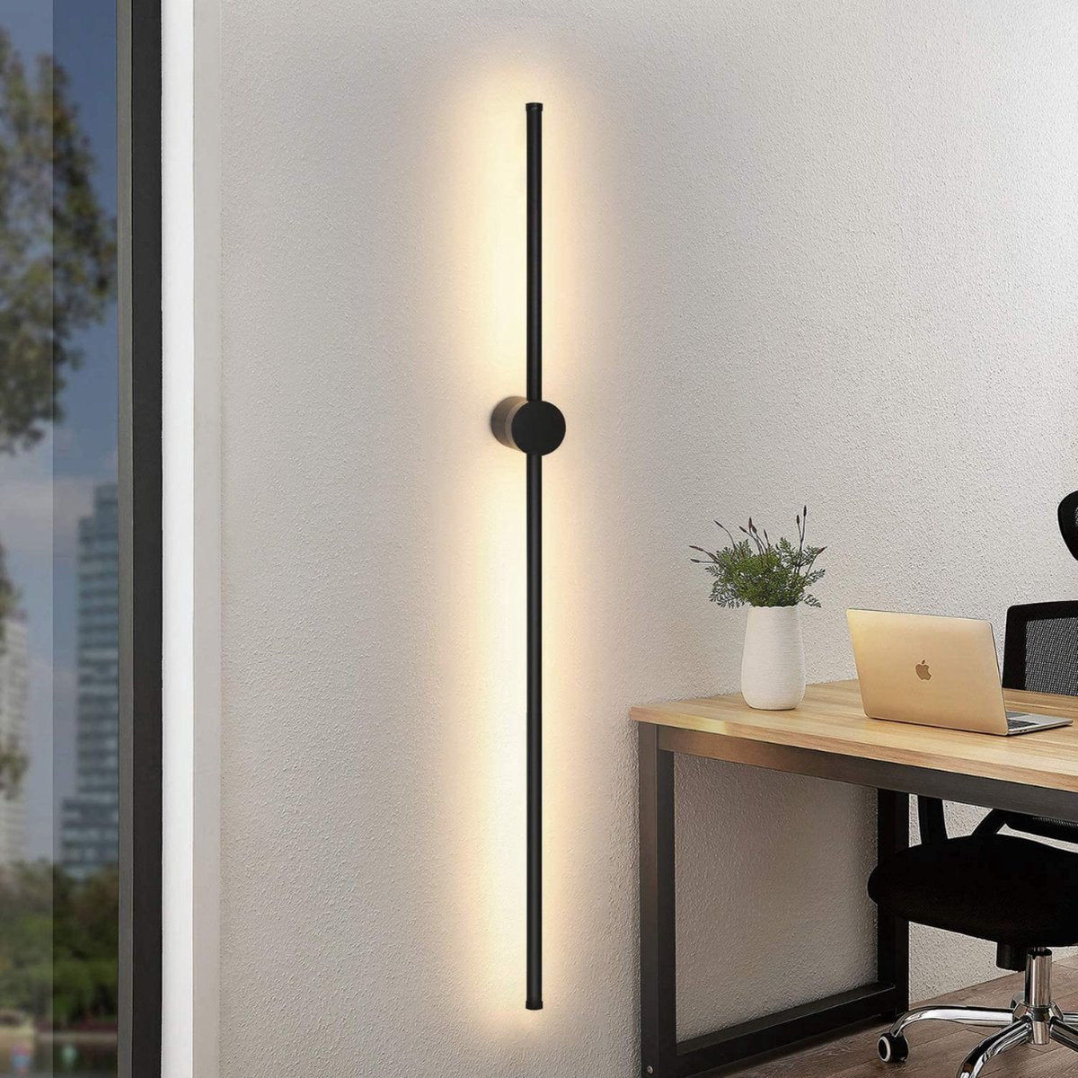 Wall lamp - Indoor Wall Lamp - Stick Wall Lamp - LED Wall Lamp - Black - 60CM - Long Indoor Wall Lamp Living Room - Rotatable Minimalist Night Lamp - Warm White - 3000K - Bedside Lamp - 8W - Bedroom - Living Room - Hallway - Office - Staircase