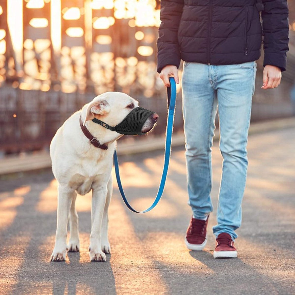 Muilkorf XL ademend met net, verstelbaar - middelgrote tot grote honden - preventie bijten