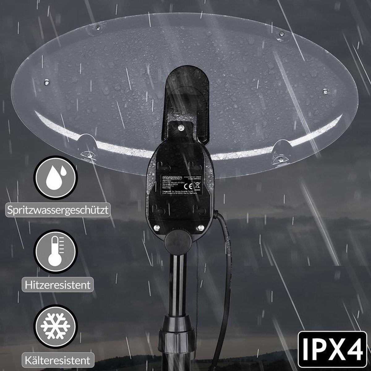 Patio heater, radiant heater, with 3 heat settings