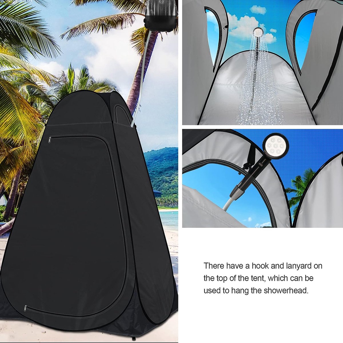 Camping Toilettent, Douchetent, Pop-up Omkleedtent, Privacy Toilet Kleedkamer Opbergtent, Mobiele Outdoor Toilettent voor Camping & Strand, met Draagtas (UV 50+)