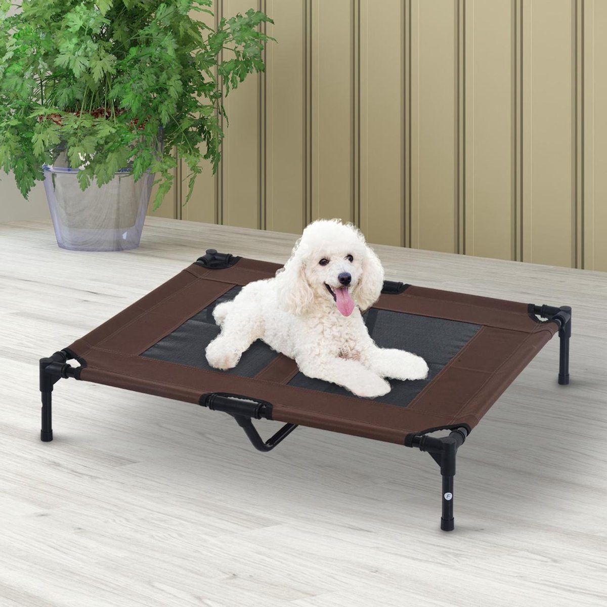 Dog bed - Dog stretcher - Dog sunbed - L - Portable - 92Lx76Wx18H cm - Brown