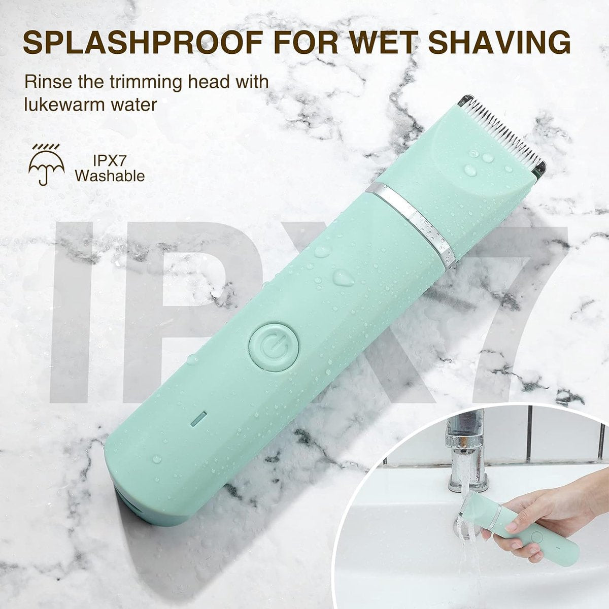 Waterdichte Bikini Trimmer Vrouwen Elektrische Scheermes voor Bikini Benen Schaamhaar Oplaadbaar Elektrisch Scheerapparaat voor Vrouwen Ontharing met Snap-in Keramische Bladen IP7X Wasbare Hoofd, Nat en Droog Gebruik, Groen
