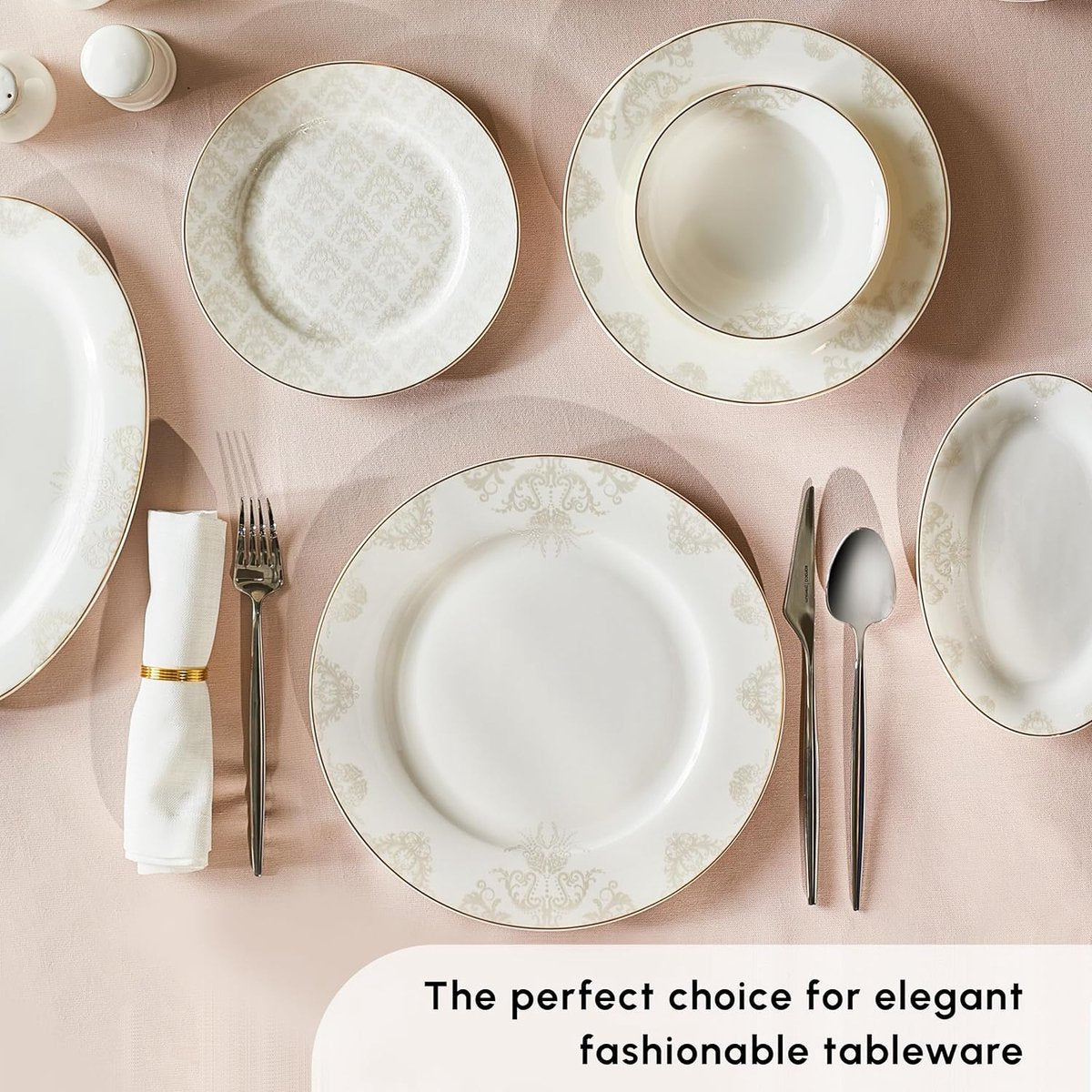 Siena Tafelserviesset, 56-delig, tafelserviesset voor 12 personen, rond, combiservies, wit porseleinen servies, soepborden met platte borden
