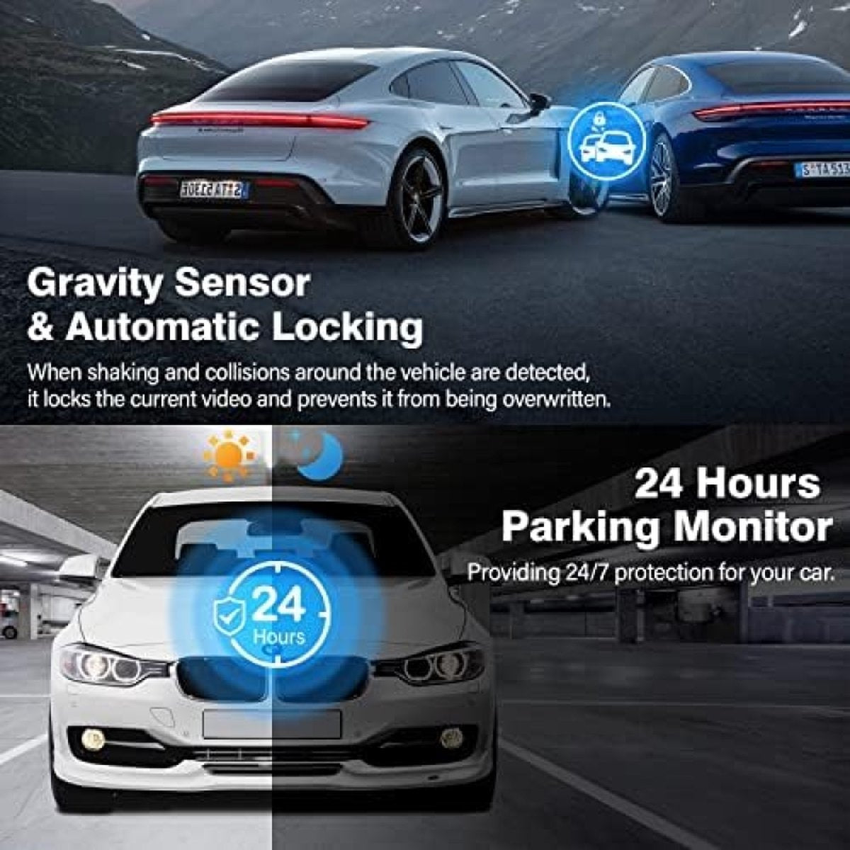 2.5K Dashcam voor in de auto, voor en achter, 64G SD-kaart, 1600P + 1080p FHD Dual Dashcam, 3,2 inch IPS-scherm, autocamera, 176° + 160° groothoek, G-sensor, nachtzicht, WDR