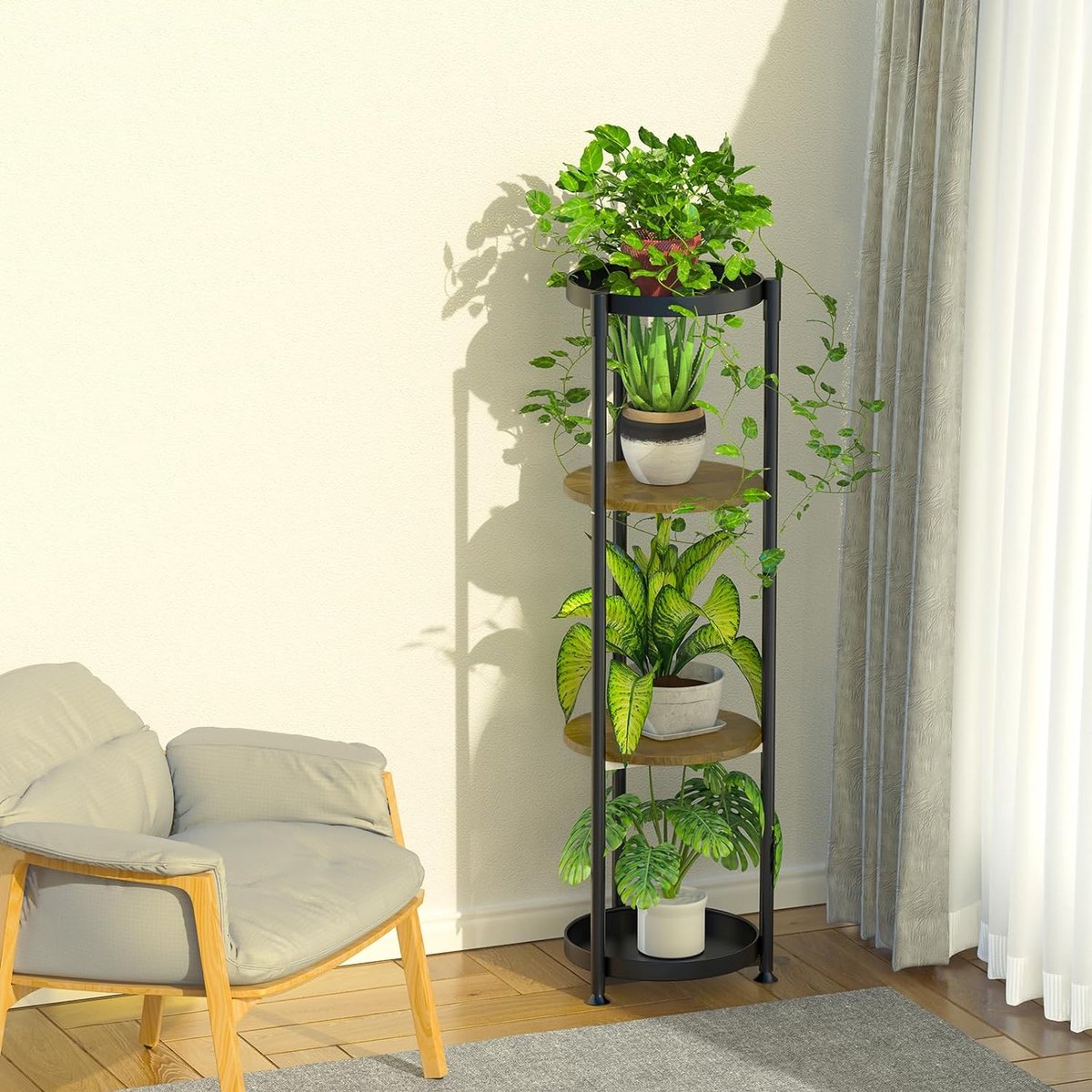 4-Tier High Metal Plant Stand Indoor Outdoor, Plantenrek, Hoek Plantenstandaard, Display Rek, Roestvrij IJzeren Bloempothouder, Rek voor Patio, Balkon, Tuin