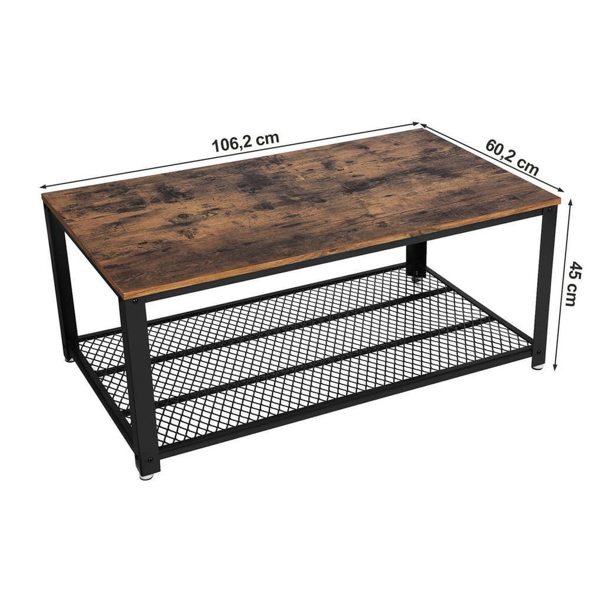 Vasagle Salontafel - Vintage Tafel - 106,2 x 45 x 60,2 CM - Bijzettafel Woonkamer