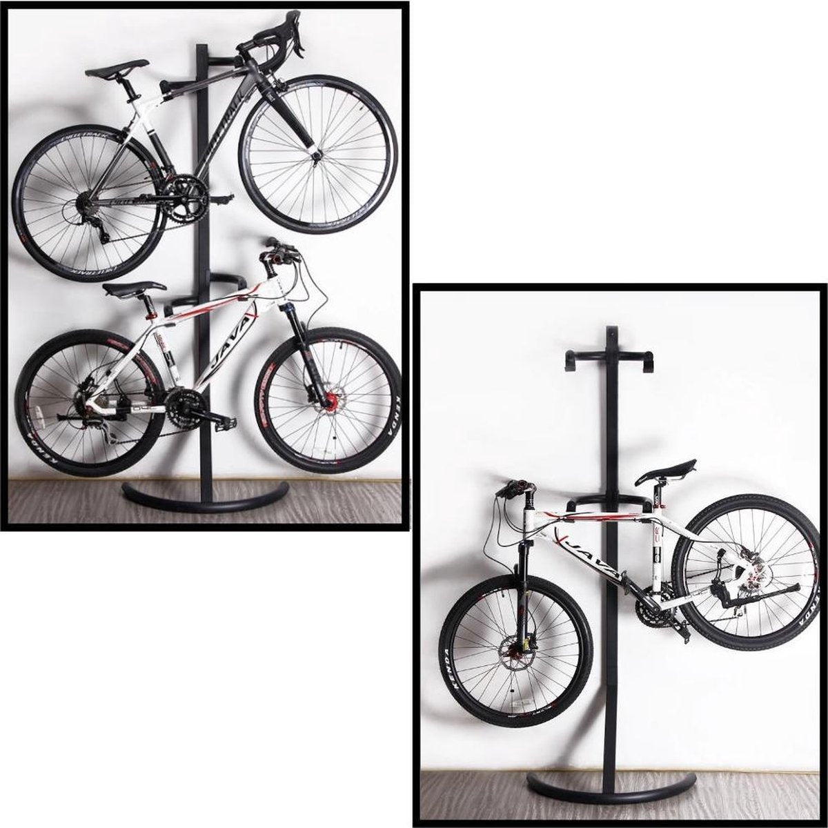 Vertical bicycle rack for 2 bicycles - Hanging 2 bicycles one above the other - Bicycle storage system - 220 cm