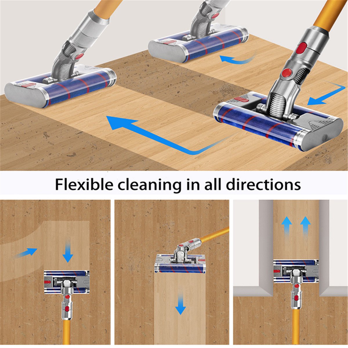 Dual Head Suction Nozzle with soft roller - Soft Cloth Roller Brush - for Dyson V7 / V8 / V10 / V11 Series Stick Vacuum Cleaners