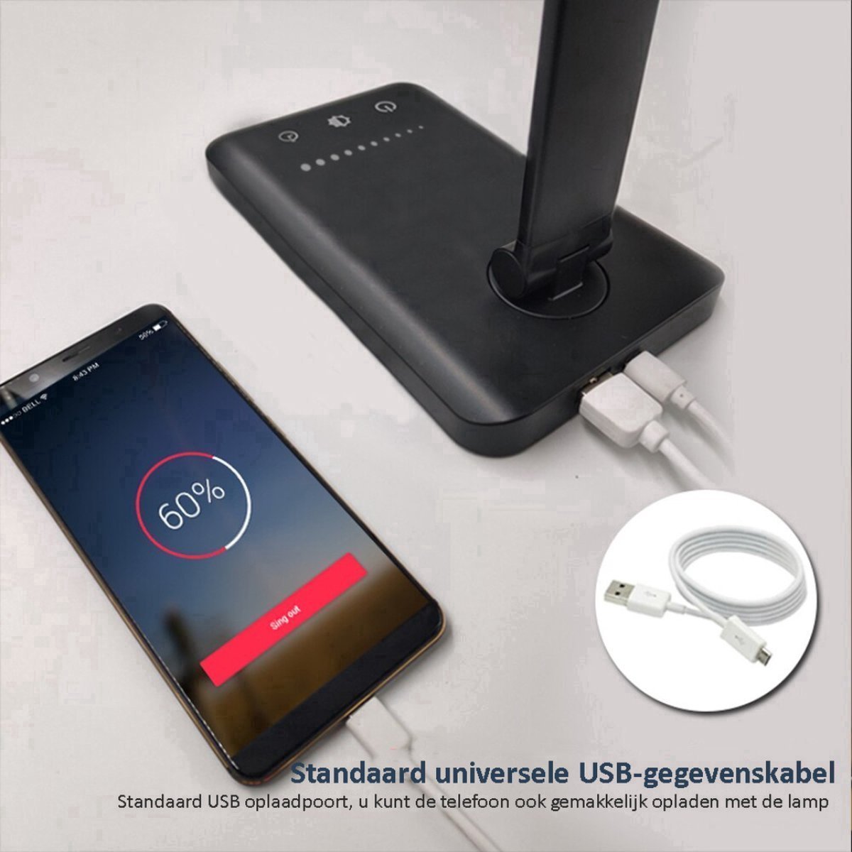 Daylight Desk Lamp LED Dimmable - Reading Lamp Rechargeable - Night Lamp Standing - Table Lamp - Hobby Lamp - Bedside Lamp
