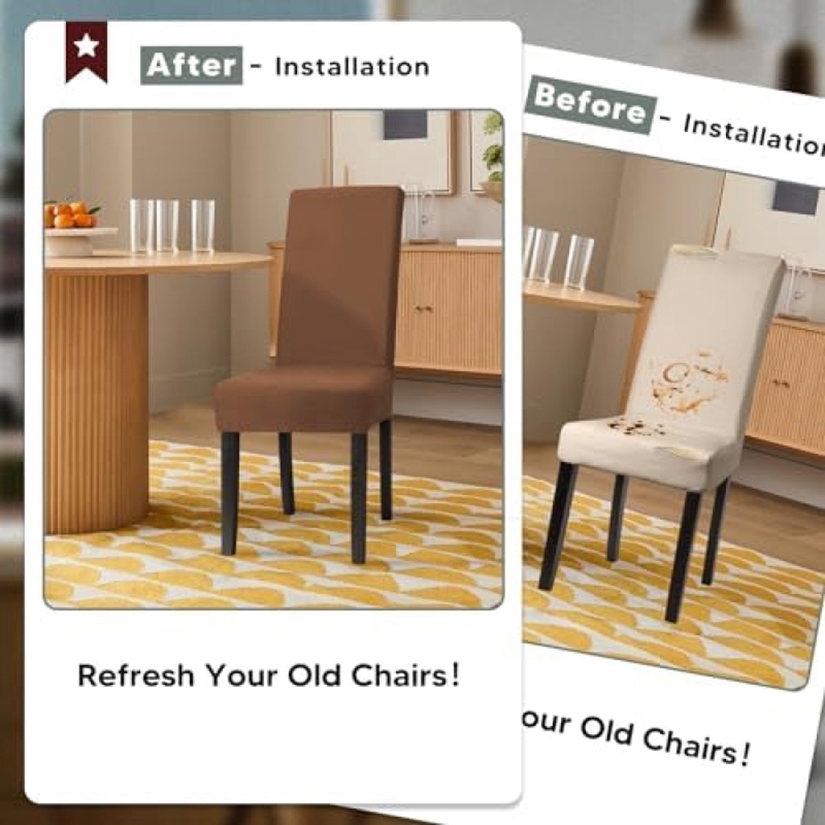 Dining Chair Covers 4 Pack - Removable Washable Dining Chair Slipcovers
