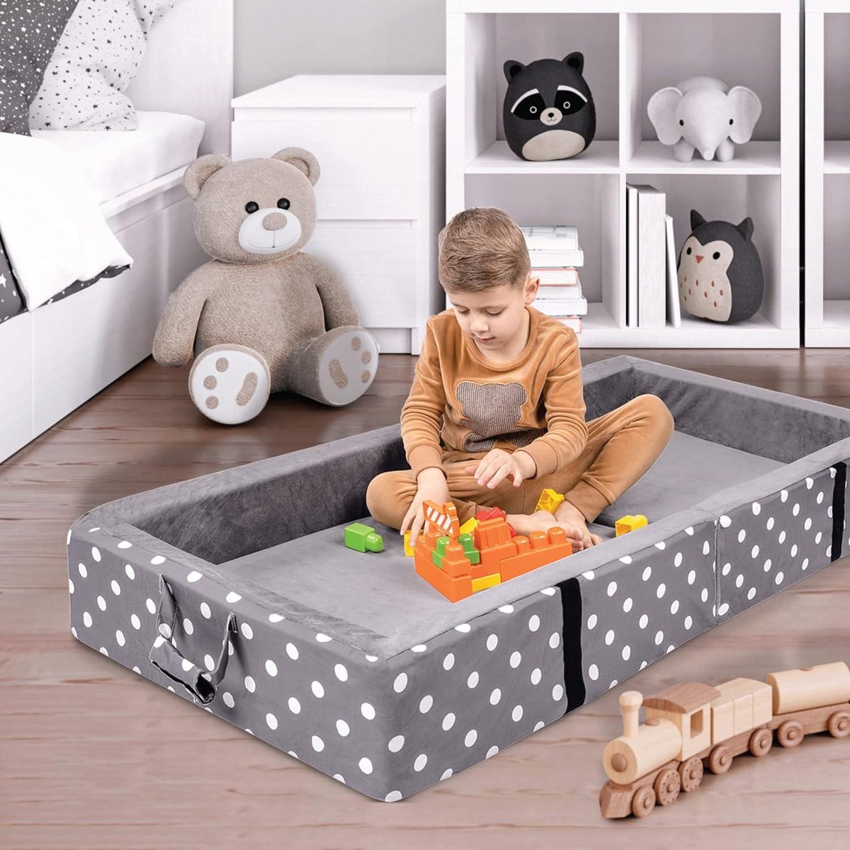 Travel Cot for Toddlers Portable Foldable with Bumpers - Co-Sleeper