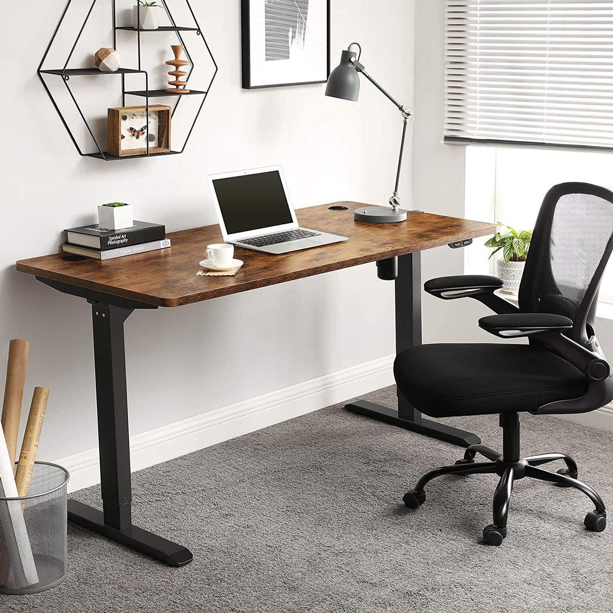 Zit Sta Bureau - Elektrisch - Tafel - Hoogte en Lengte Verstelbaar - 140 x 70 x (73-114) cm - Vintage