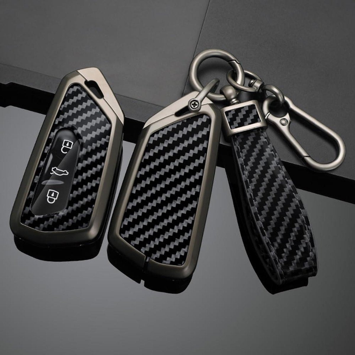 Key case VW Golf 8 GTE GTI ID.3 ID.4 - Seat Leon MK4 Cupra Formentor - Skoda Octavia Enyaq metal key cover - keychain with logo