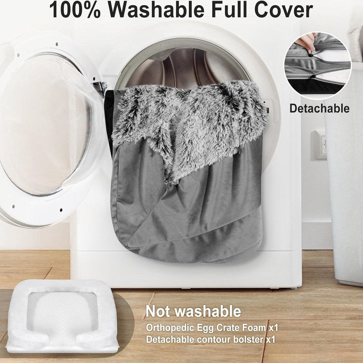 Orthopedic Dog Bed with Thick Foam Waterproof - Removable Washable Pet Bed Cover for Large Medium Small and Senior Dogs - Comfortable and Durable Fluffy Dog Bed