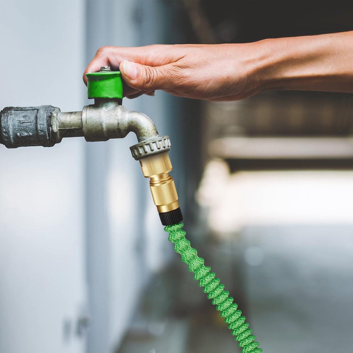 Flexible garden hose 15 meters - stretchable - black shrink water hose - 1/2'' and 3/4'' connection