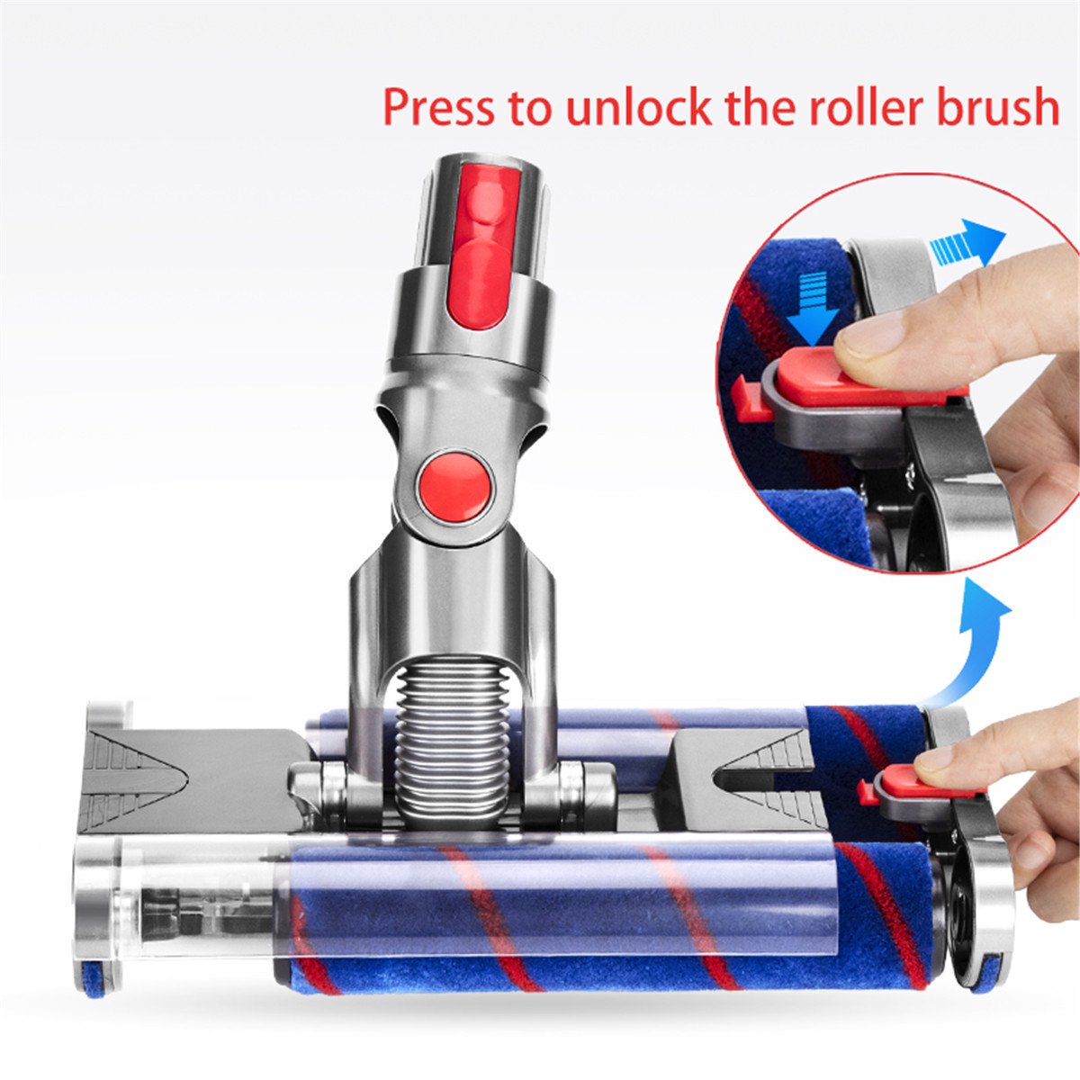 Dual Head Suction Nozzle with soft roller - Soft Cloth Roller Brush - for Dyson V7 / V8 / V10 / V11 Series Stick Vacuum Cleaners
