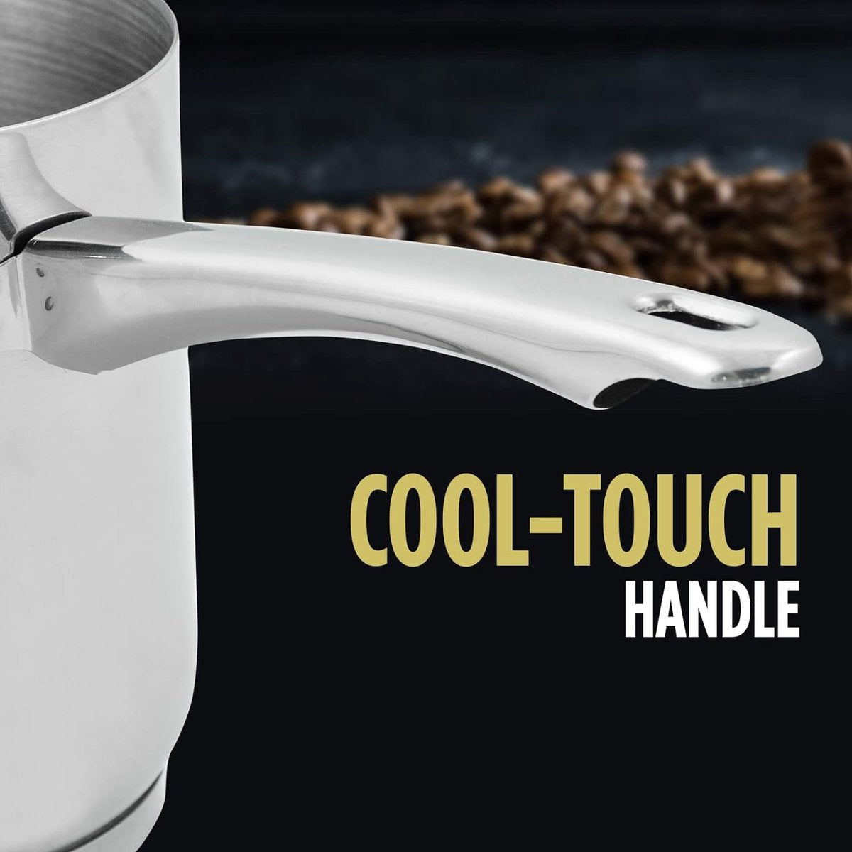 Stainless Steel Induction Moka Pot, 700ml Modern Turkish Cezve Coffee Pot with 3-Layer Steel Bottom, 700ml