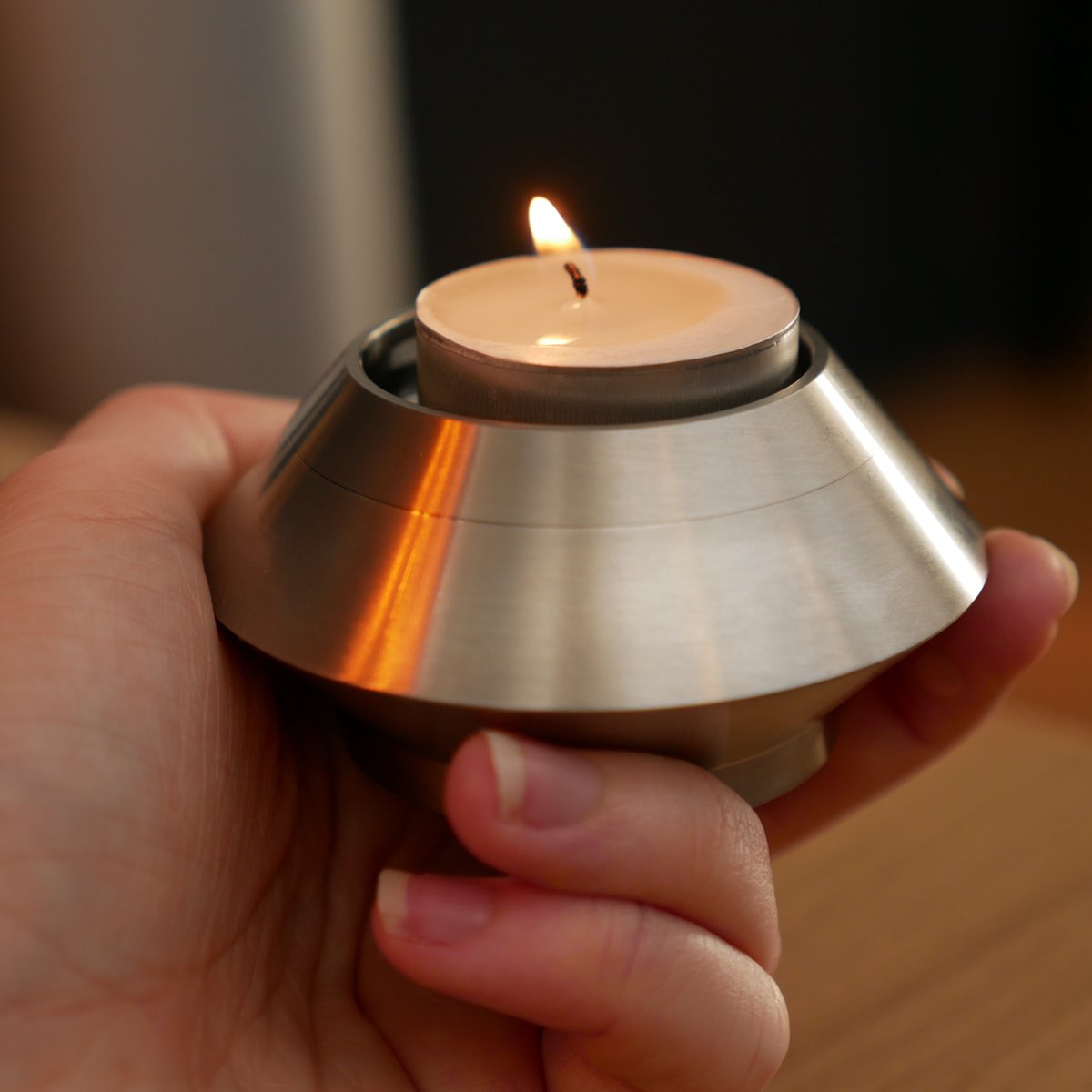 Mini urn - Theelichthouder - Zilverkleurig - Met theelichtje - Kaars