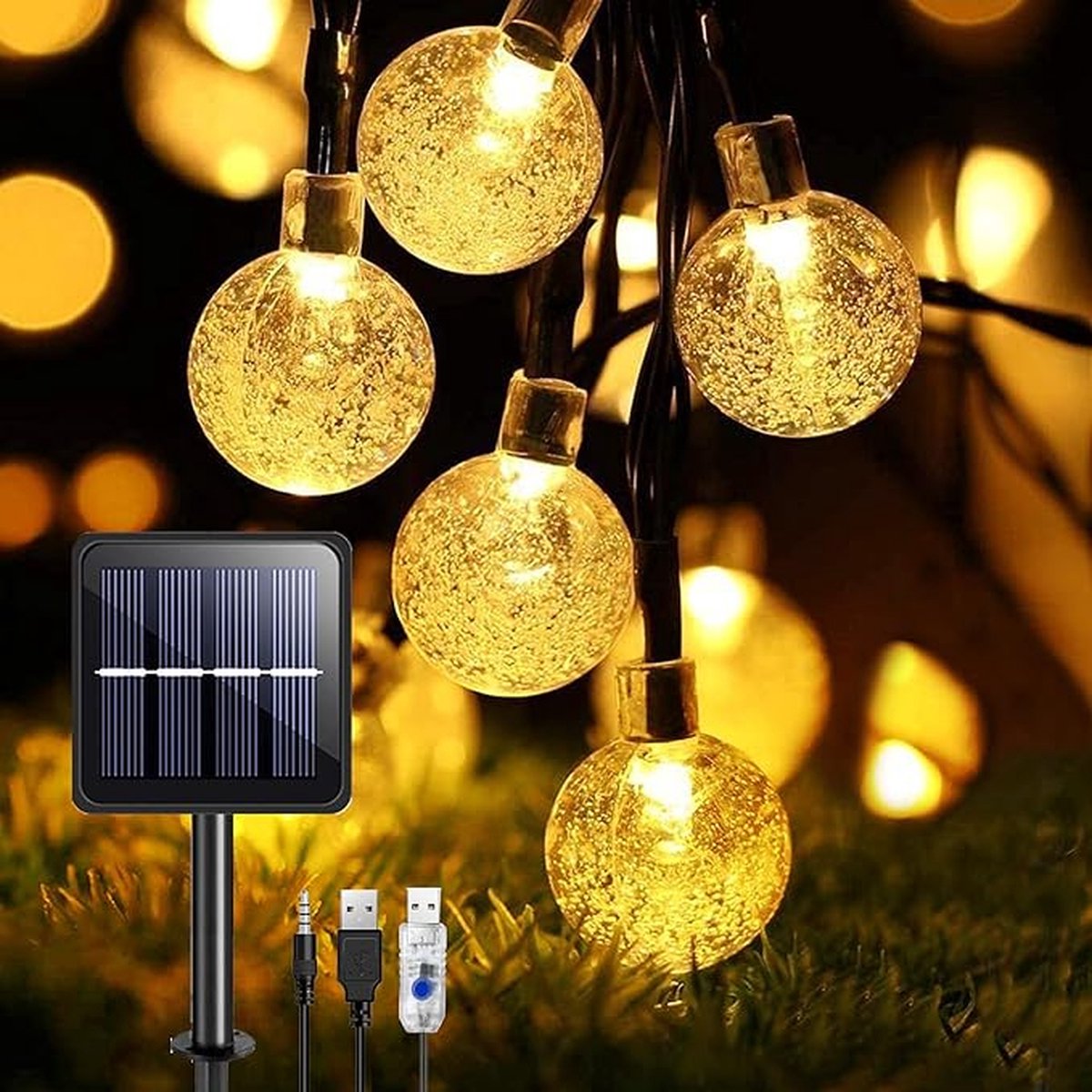Lichtsnoer op Zonne-energie - Solar Tuinverlichting - 50 Leds - 8 Meter - Waterdicht Lichtsnoer - Buiten/Binnenverlichting - Verlichting voor Tuin, Bomen, Terras, Kerstmis, Bruiloften, Feesten