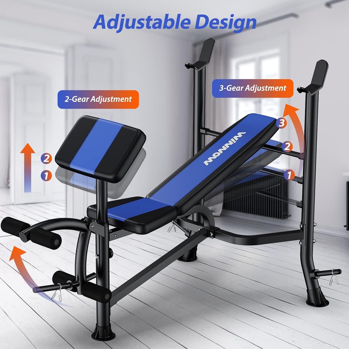 Adjustable dumbbell bench with leg extension and preacher curl - home training fitness studio weightlifting bench - full-body workout - bench press - dumbbell bench for home - fitness equipment fitness bench