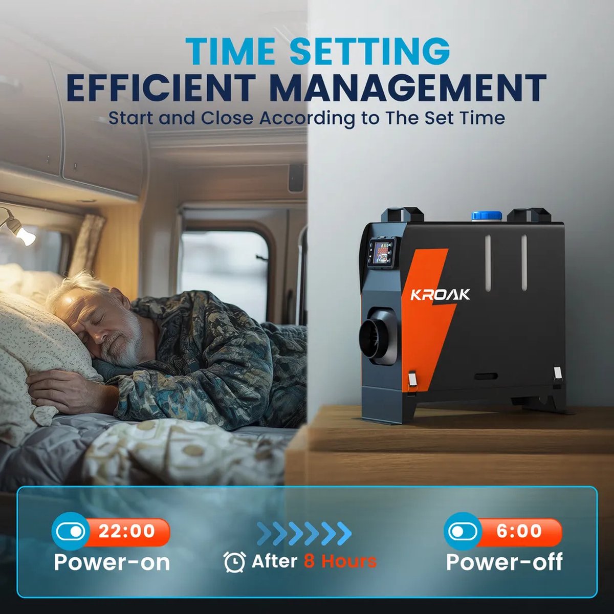 KROAK - Lucht Dieselverwarming Standkachel - 12/24V 5KW Luchtverwarmer - met LCD Display & Afstandsbediening - Zonder Bluetooth App Zonder Adapter