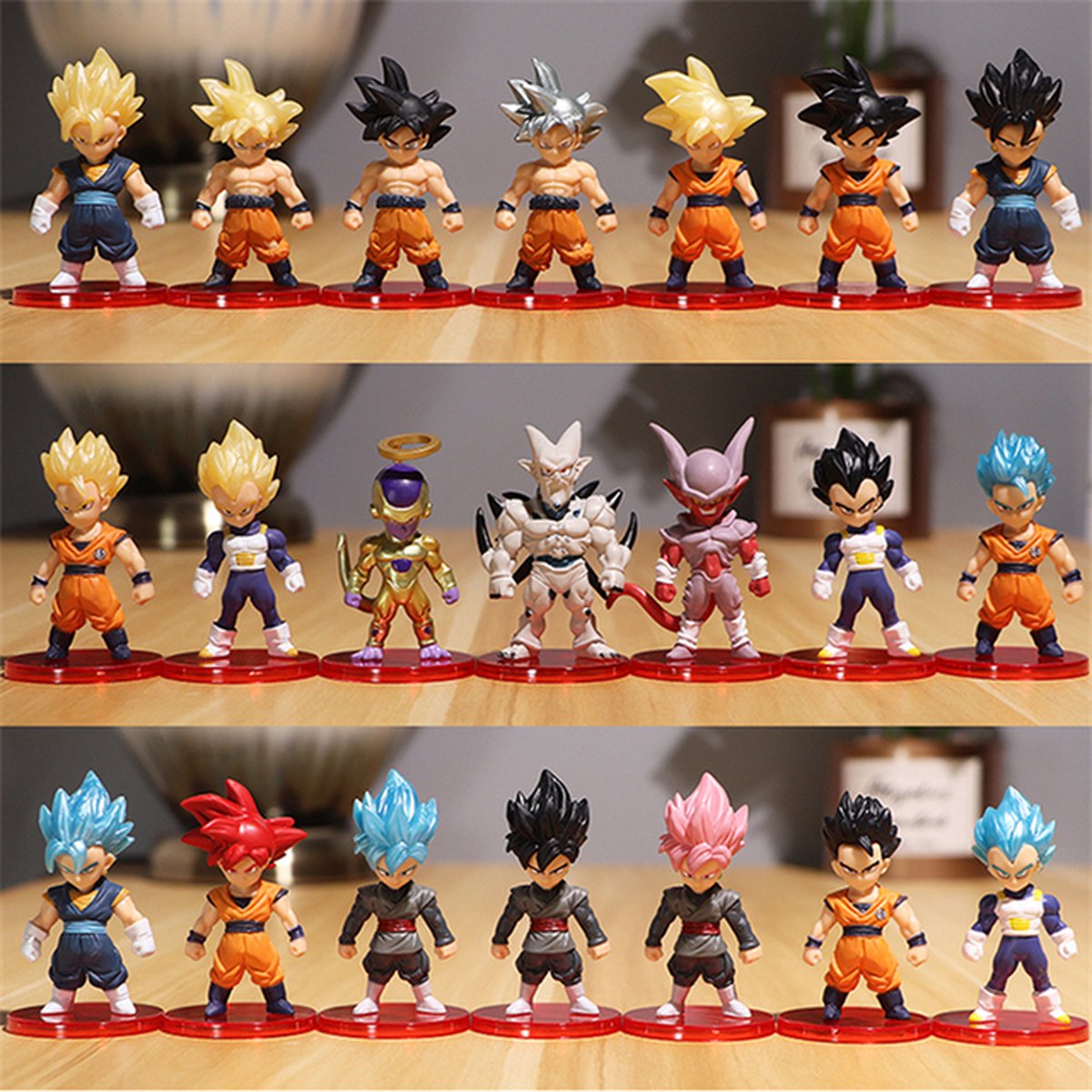 Dragon Ball Z - Set van 21 Anime Figuren - Super Saiyan Son Goku Anime Figuur Son Gohan Vegeta Broly Piccolo Majin Buu - 7 t/m 13 cm