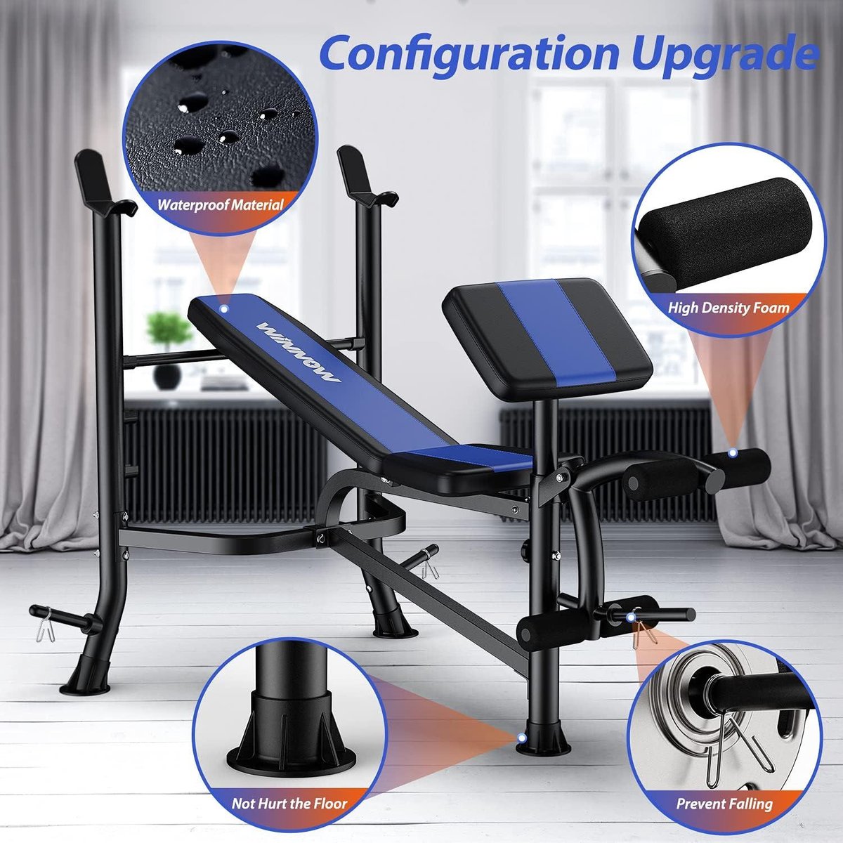 Adjustable dumbbell bench with leg extension and preacher curl - home training fitness studio weightlifting bench - full-body workout - bench press - dumbbell bench for home - fitness equipment fitness bench