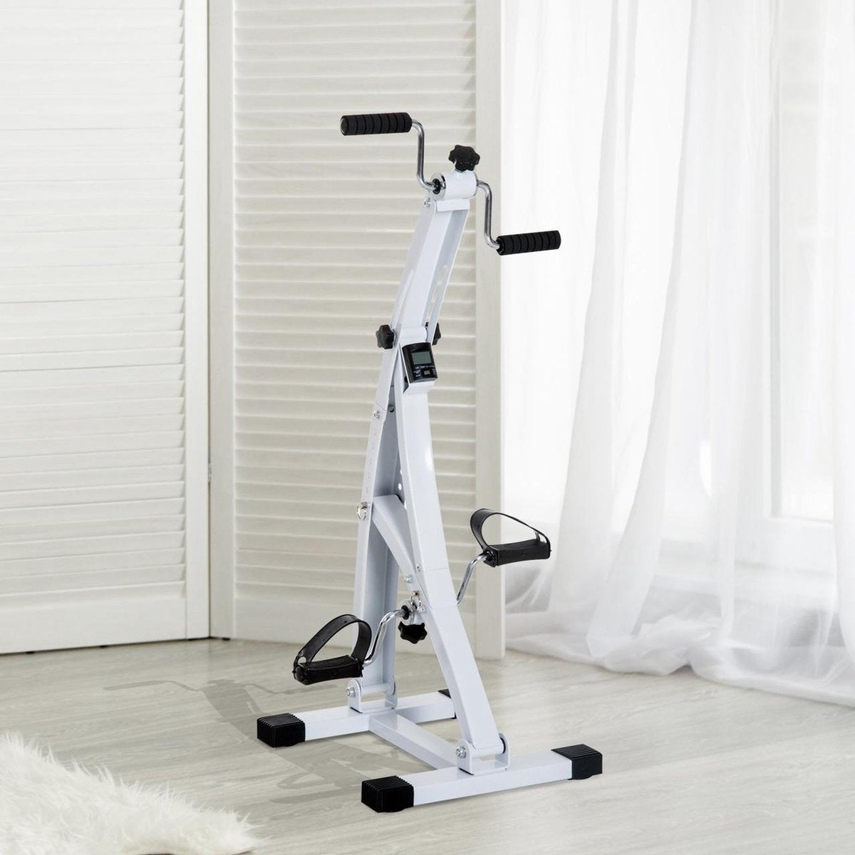 Hometrainer senioren - Fietstrainer - Fitness - Wit - 41 x 50 x 96 cm