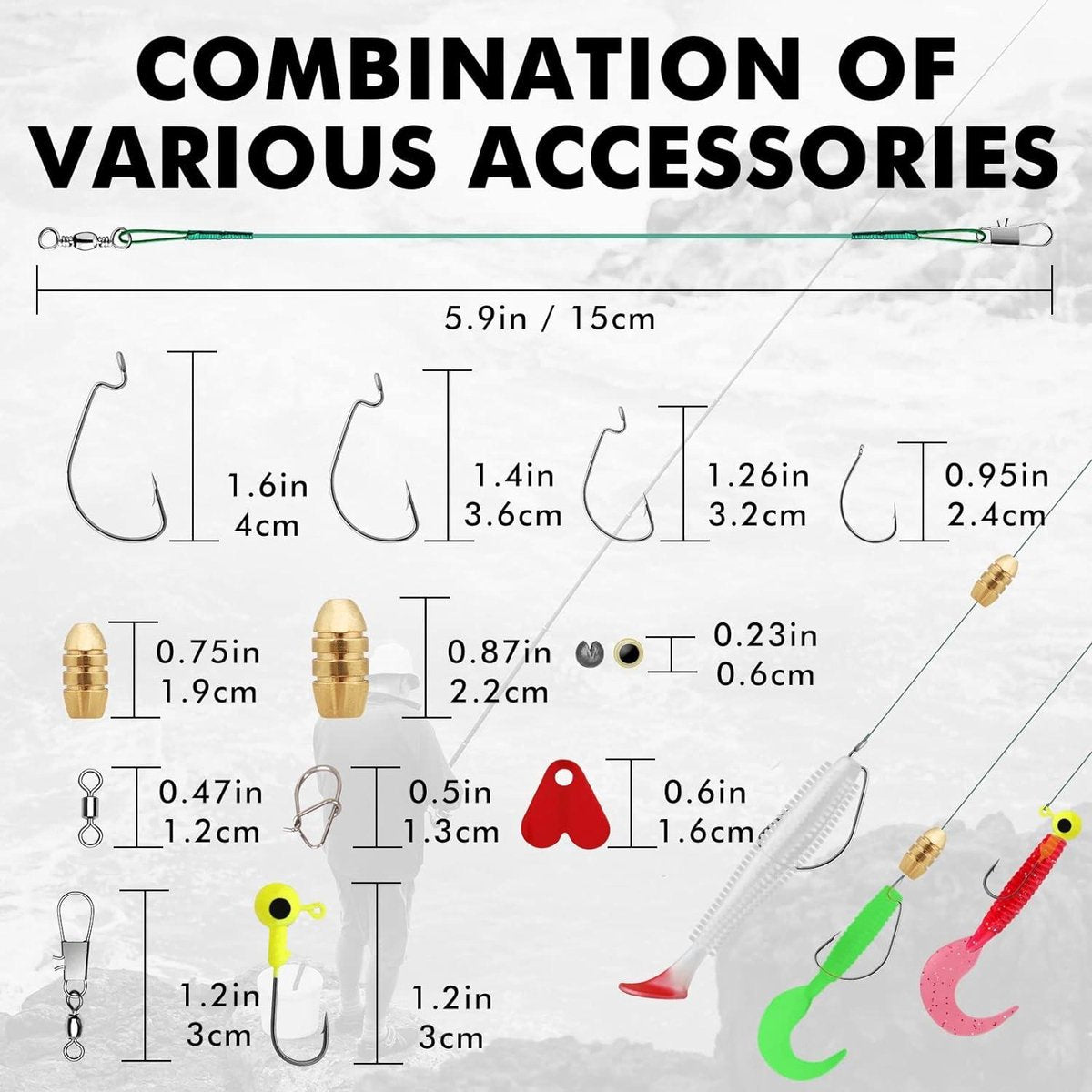 Vis Lokken Set met Tackle Box voor Snoek Baars Forel Makreel Kabeljauw Zee - Vis Accessoires Kit - Zachte Plastic Lokken Wormen Spinnerbaits - Crankbaits Jigs Hoofd Haken Visgerei -