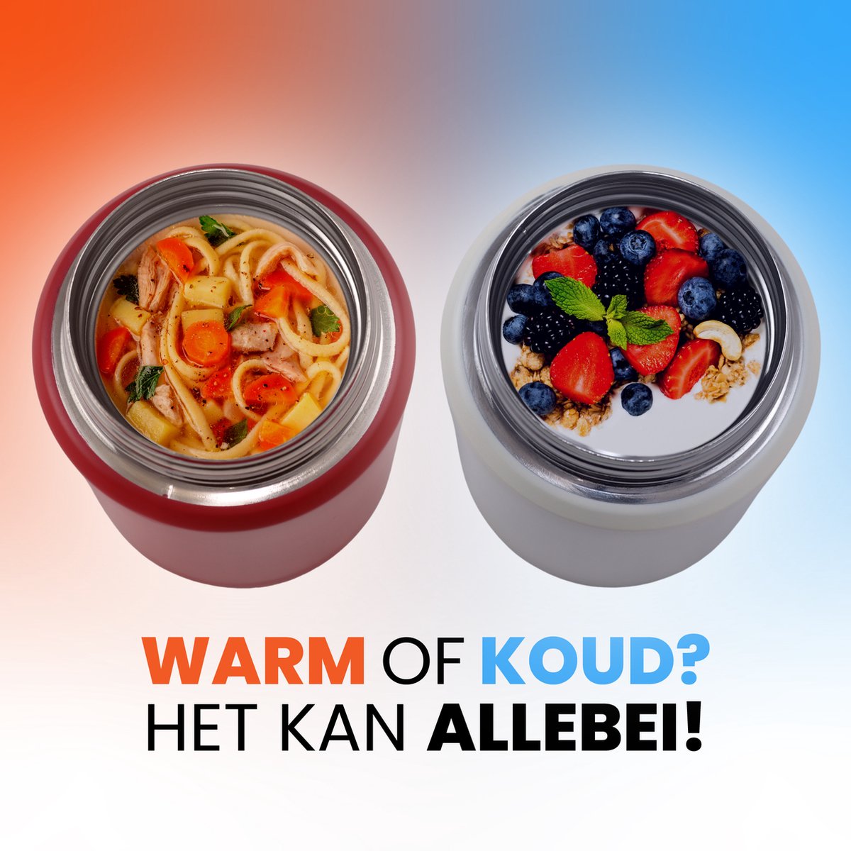 Lichtpaarse & Zwarte Thermos Voedselcontainer met Lepel x2 - Thermoskan - Voedselcontainer voor noedels, soep, havermout, ijs, babyvoeding en meer! - Yoghurtbeker to go - Thermosbeker voor het meenemen van eten - Lichtpaars & Zwart - 450ml