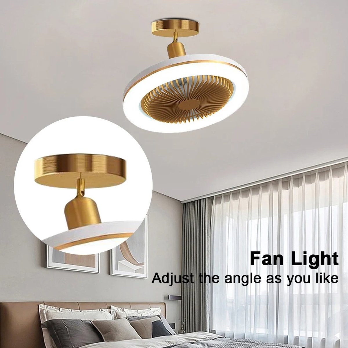 Ceiling Fan Bedroom - Ceiling Light With Fan - Ceiling Fan With Lights - Fan - Ceiling Fan Remote Control - Gold