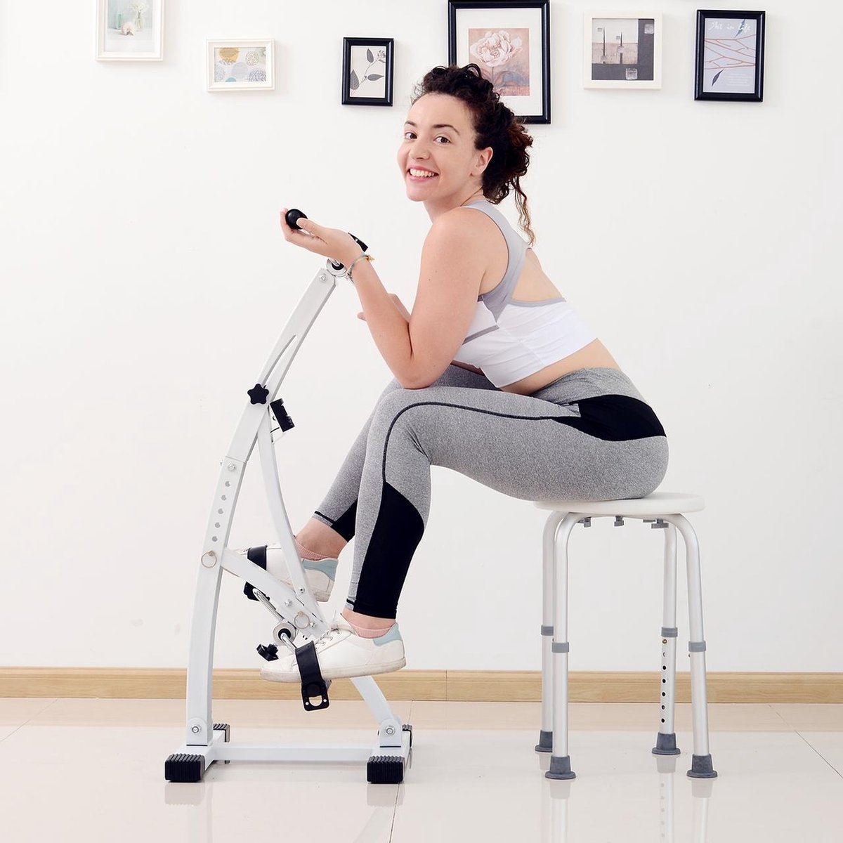 Hometrainer senioren - Fietstrainer - Fitness - Wit - 41 x 50 x 96 cm