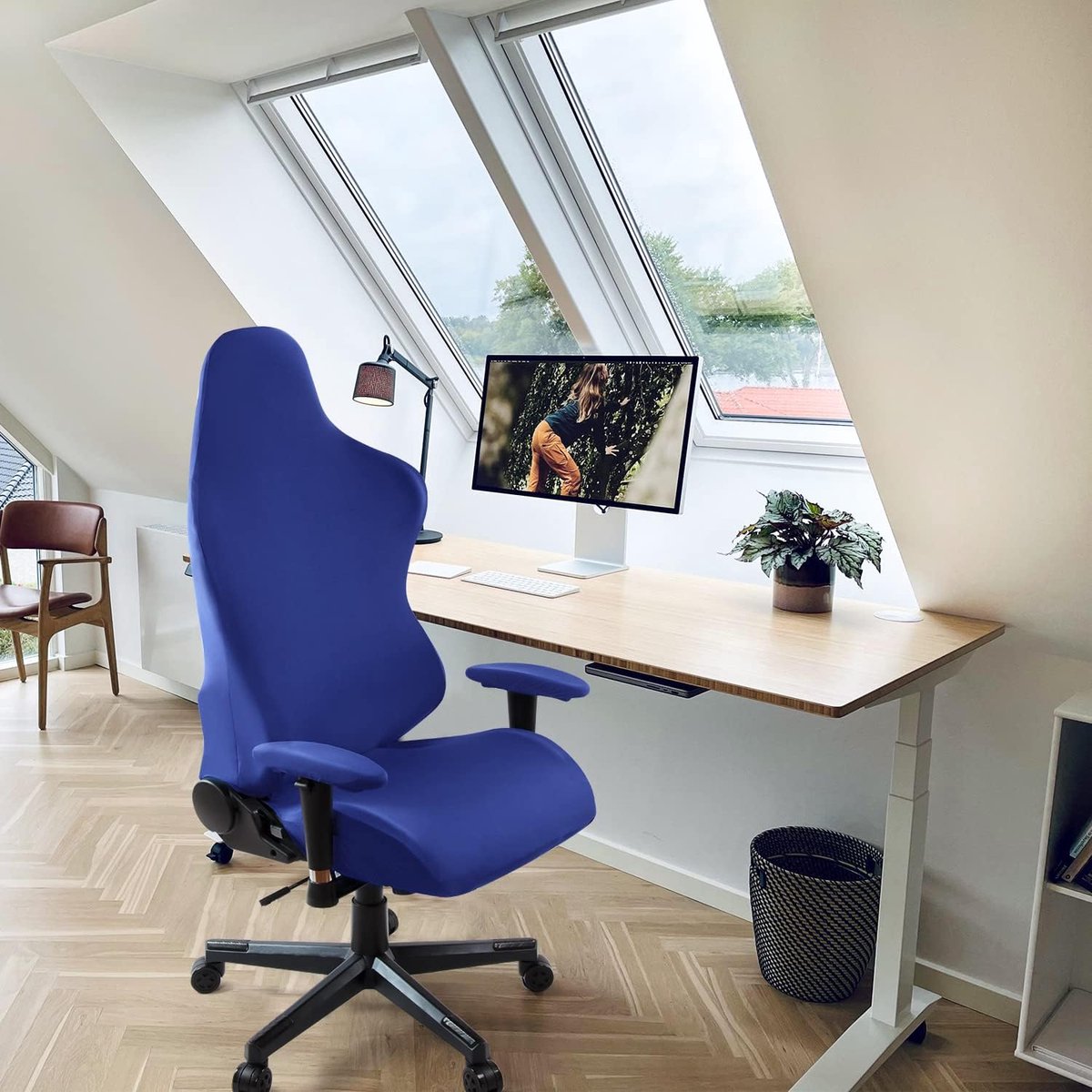 Rekbare gamingstoelhoezen, afneembaar, wasbare stoelhoes voor computerstoel, bureaustoel, draaistoel, DX Racing, gamingstoel (geen stoel), blauw
