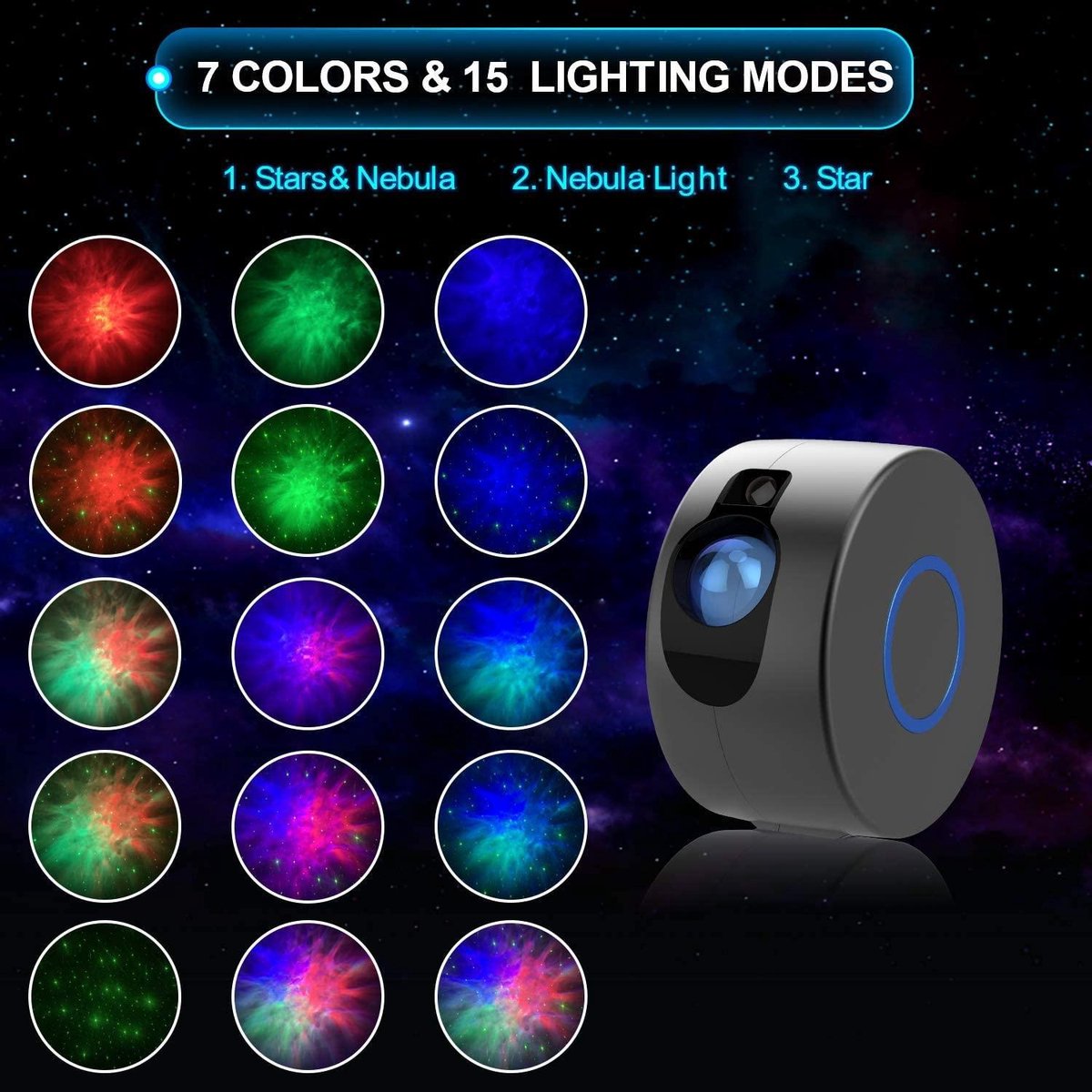Star Projector - Projection Lamp - Galaxy Projector - Star Projector - Night Light - Starry Sky - LED Lamp - grey