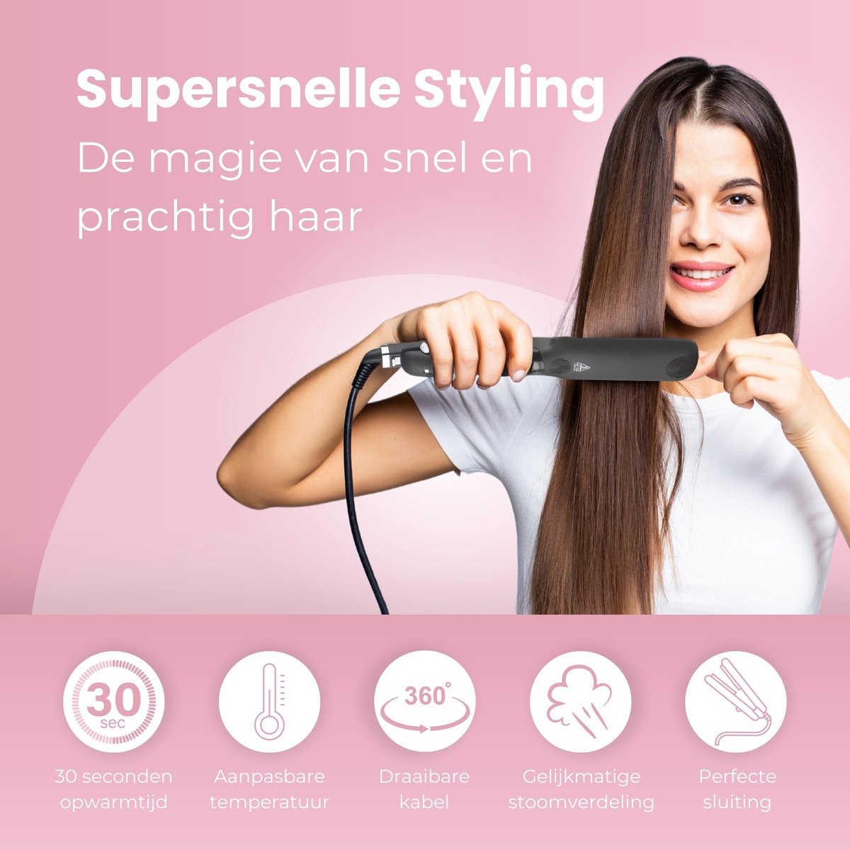 Steam Straightener - 4.0 - Steam Straightener Pod - Professional Hair Straightener - Curling Iron - Infrared Hair Straightener