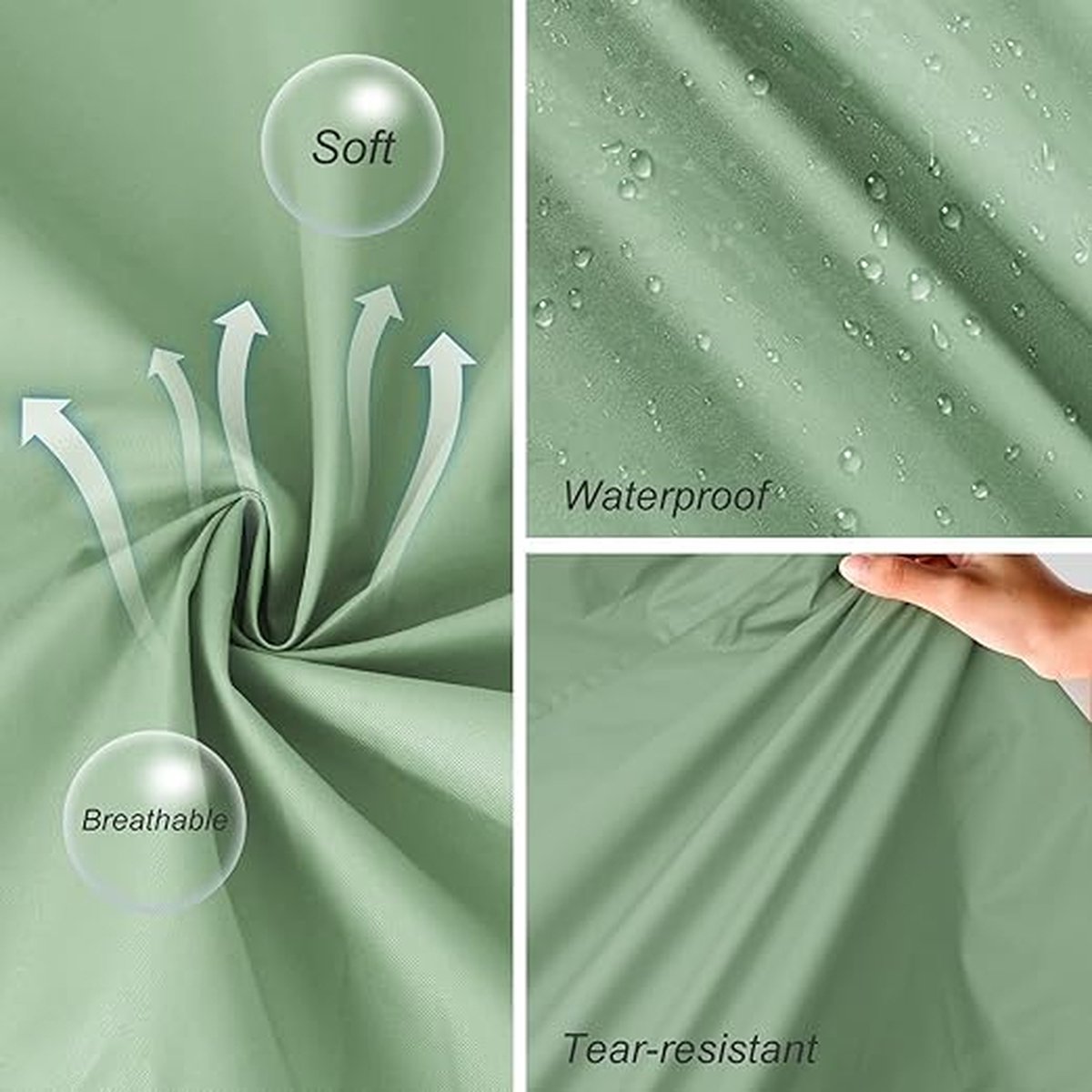 Stijlvolle lange regenjas, uniseks, volwassenen, regenponcho met waterdichte zak met klep, capuchon, trekkoord, regenkleding, regencape, regenjas, dames en heren., groen, XXL