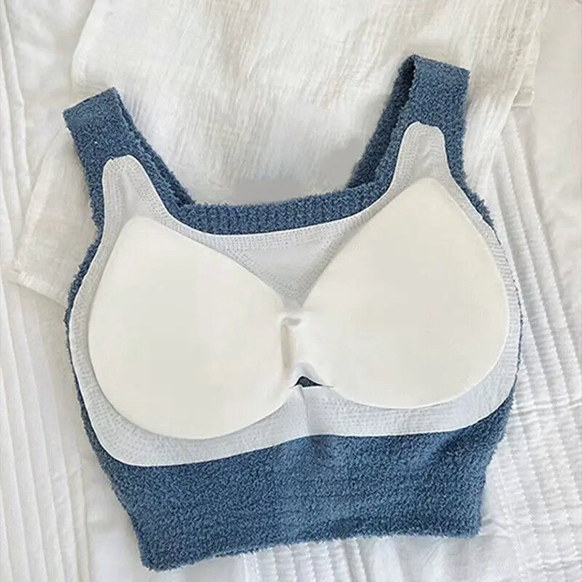 Dames Winter Warm Fleece Gevoerd Vest | Thermisch Ondergoed met Bralette en Borstpads | Dikkere Crop Top in Effen Kleur | Maat M | Ondergoed voor Koude Dagen, Warm Vest, Comfortabele Damesmode