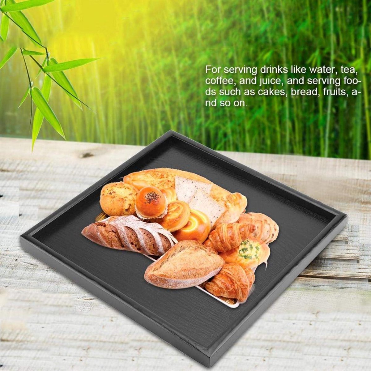 Dienblad 60x60 Houten Theeblad Rechthoek Vorm Massief Houten Thee Koffie Snack Eten Maaltijden Plaat Thuis Hotel Restaurant Trays Zwart- 60x60 Massief Houten Thee Koffie- Houten Dienblad. dienblad 60x60