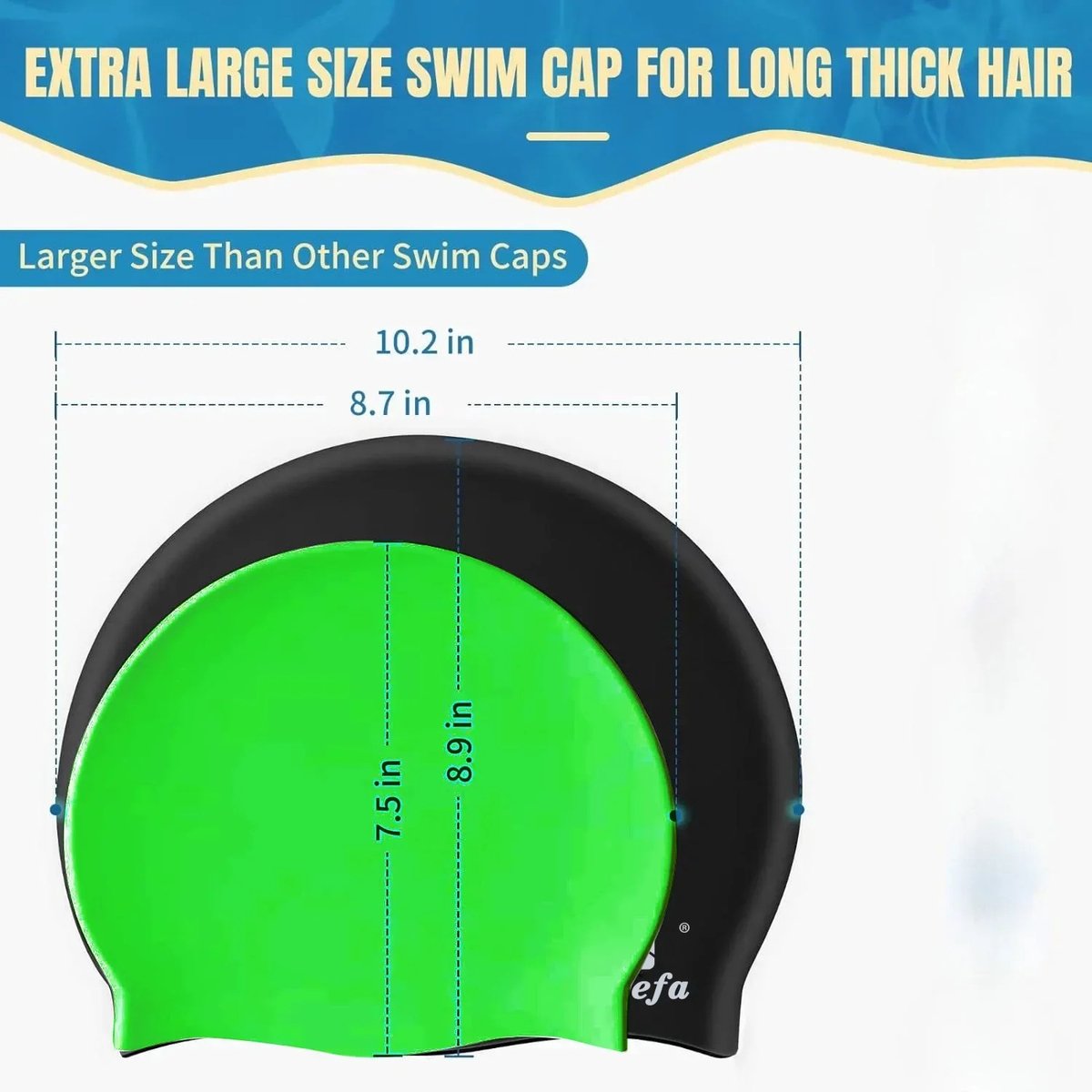 Extra Large Swimming Cap for Women with Long Hair - Silicone Swim Cap for Braids, Dreadlocks, Curls and Afros | Waterproof, Hair Protection, Swimming Accessory