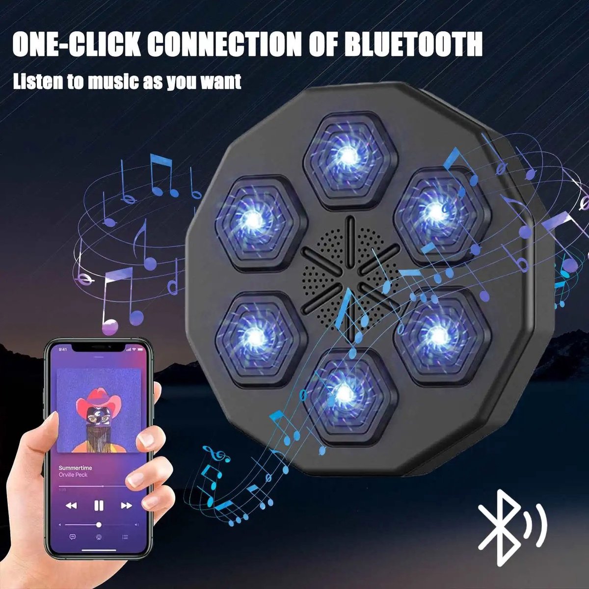 Mygroot - Boxing Machine - Digital Boxing Machine - With Music & Bluetooth - Intelligent Training - Wall Mount - Black - Boxing - Punching Ball - Punching Bag - Boxing Machine - Box Machine - Boxing Machine with Music