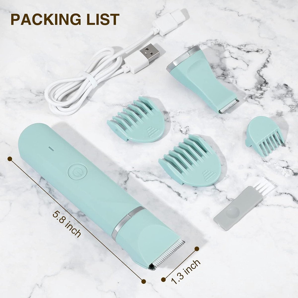 Waterdichte Bikini Trimmer Vrouwen Elektrische Scheermes voor Bikini Benen Schaamhaar Oplaadbaar Elektrisch Scheerapparaat voor Vrouwen Ontharing met Snap-in Keramische Bladen IP7X Wasbare Hoofd, Nat en Droog Gebruik, Groen