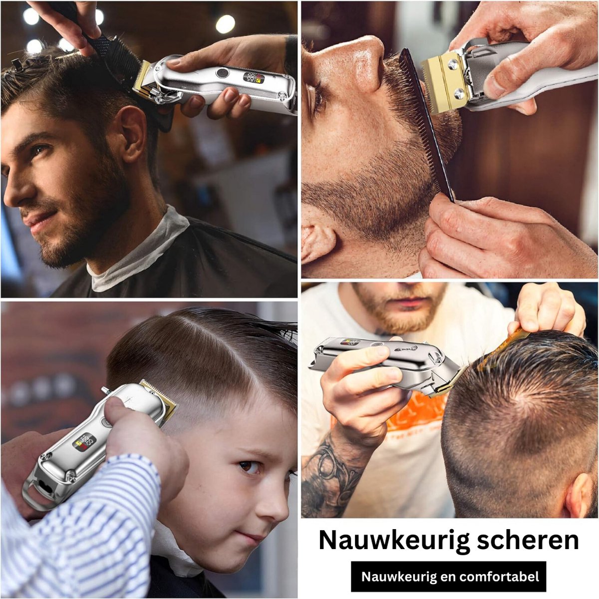 Tondeuse Mannen Hoofdhaar – Haartondeuse – Draadloze Baardtrimmer – Baardtrimmer – Trimapparaat Met Meerdere Opzetstukken – Kapperset Met Kappersmantel – Waterdichte Tondeuse