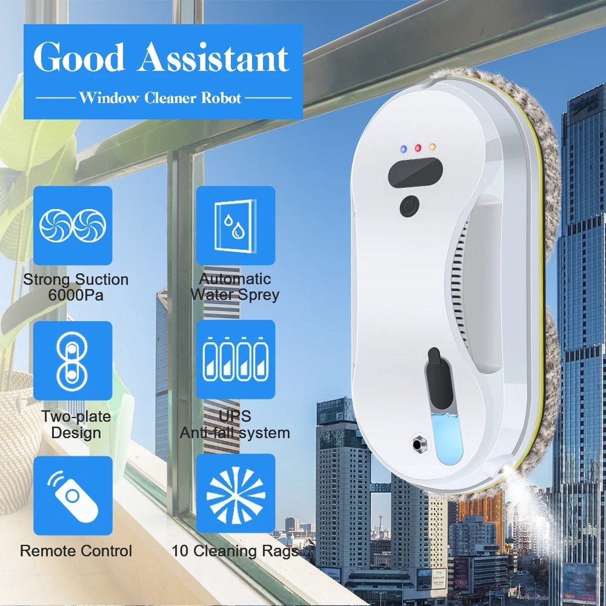 HCR-9 Plus Robot Glazenwasser - Ramenwasser - Ultrasone Water Spuiten - Robot Ramenwasser - Elektrische Glazenwasser